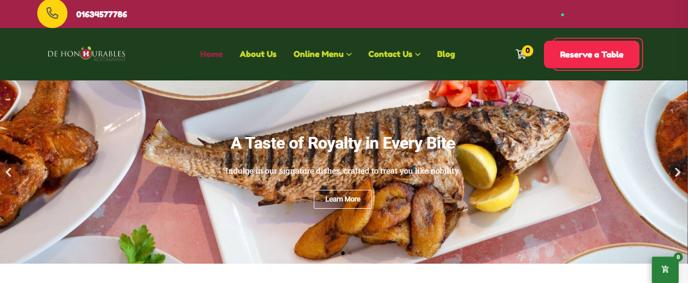 De Honourables Restaurant & Bar Website Project